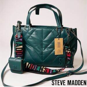 Steven Madden NWT Bmarin EMERALD GREEN 3 Way Tote w Coin Pouch Guitar Strap